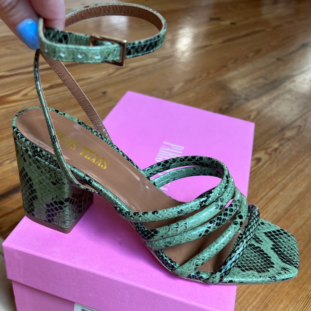 Paris Texas Printed Python Carla Sandal Size 38 - Cactus